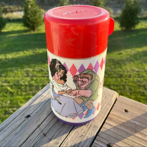 Vintage Disney | " The Hunchback Of Notre Dame" Red & Purple Thermos - Picture 2 of 7